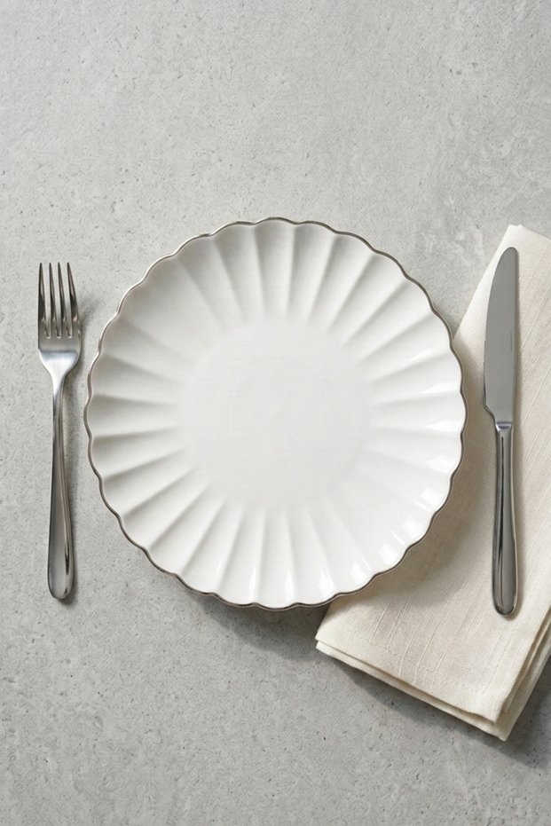 Derya platinum gilt 6-piece porcelain cake plate set 19 cm - dessert and presentation plate