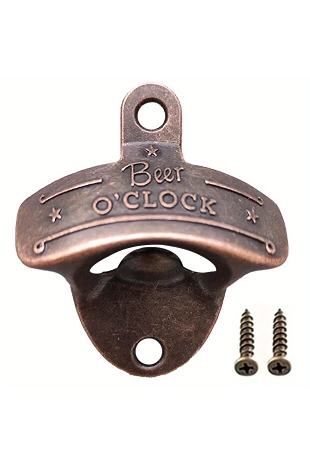 Burgundy 1pc “Beer O' Clock "Bottle Opener Wall Mounted Hanging BBQ DIY Solid Beer Opener Tools Bar