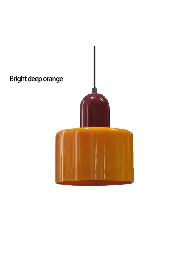 Warm White Bright deep orange A Nordic Modern Glass Bedroom Bedside Long Line Small Chandelier Resta