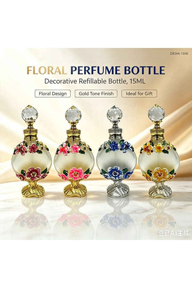 4pcs Crystal Perfume Essential Oil Bottle 15ml D9344