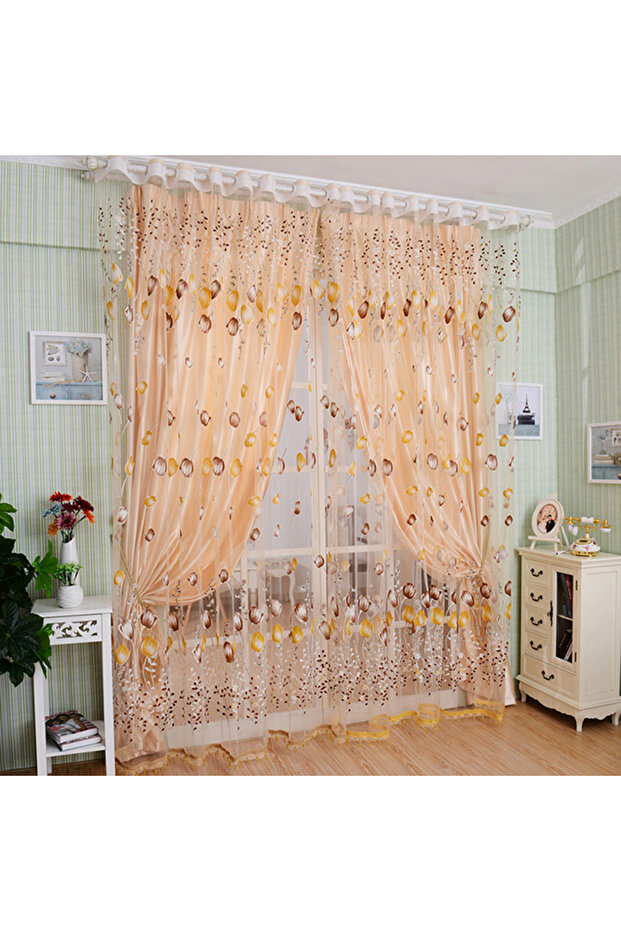 1 PC 100X200CM orange 1Pc Modern Tulip Window Screen Living Room Bedroom Door Kitchen Drape Curtain