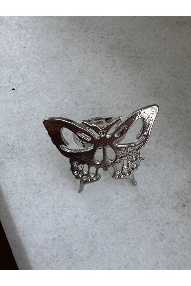 "Women's Ring with Butterfly Figure | Adjustable Zamak Plated Stylish Jewelry"