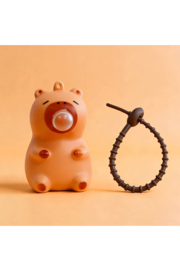 1 doll with rope Capybara Doll Pinch Pendant Toys Squeeze Spit Bubble Decompression Toy Children's S