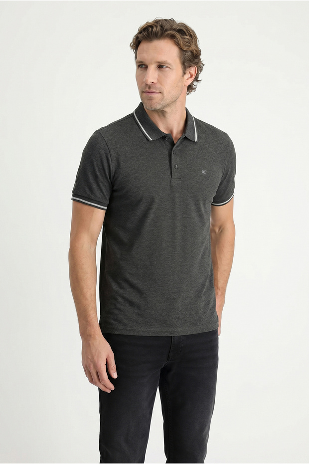 Polo Collar Slim Fit Slim Fit Embroidered Single Jersey Cotton T-Shirt