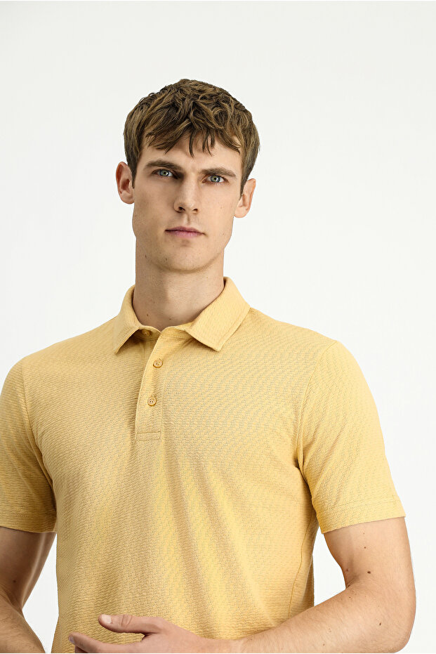 Slim Fit Slim Fit Cotton Patterned Polo Neck T-Shirt
