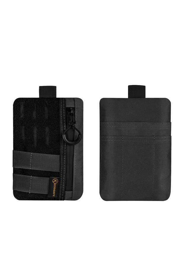 black color EDC Pouch Slim EDC Pocket Organizer with Zipper Tactical Pouch for Flashlight, Multitool