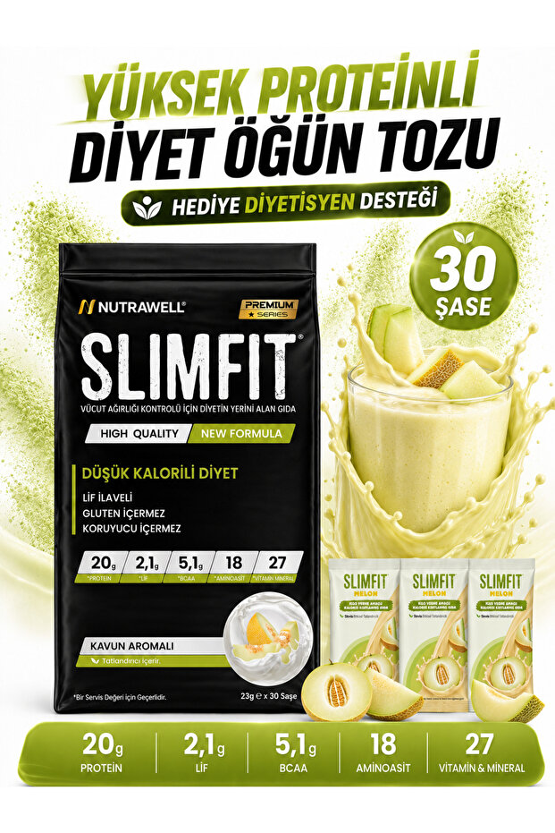Slımfıt Kavunlu 30 Öğün - Öğün Yerine Geçen Shake Öğün Tozu
