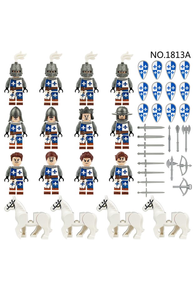1813A Building block knight figures, war horse humanoid dolls, mini figures, children's toys, cartoo