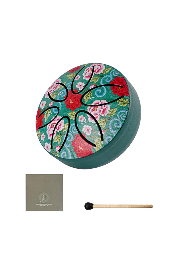 Green Flower Mini Rain Drum Inch 6 Notes Steel Tongue Drum Different Patterns Musical Instrument fo