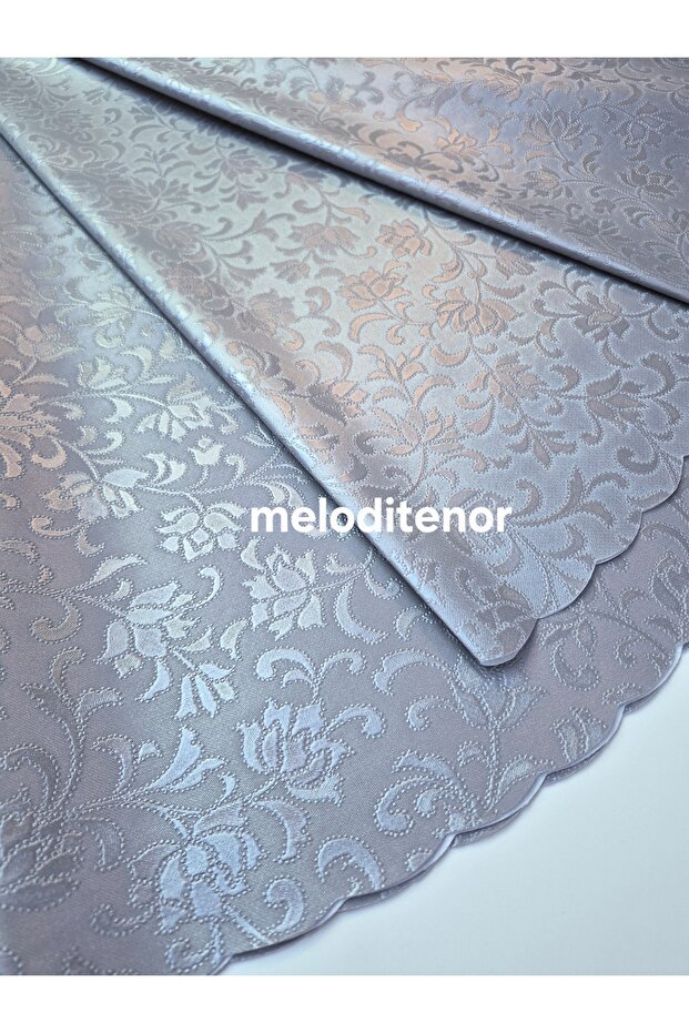 Silver Pearlescent Self-Patterned Lined Non-Slip Seamless Pvc Round Oilcloth Tablecloth