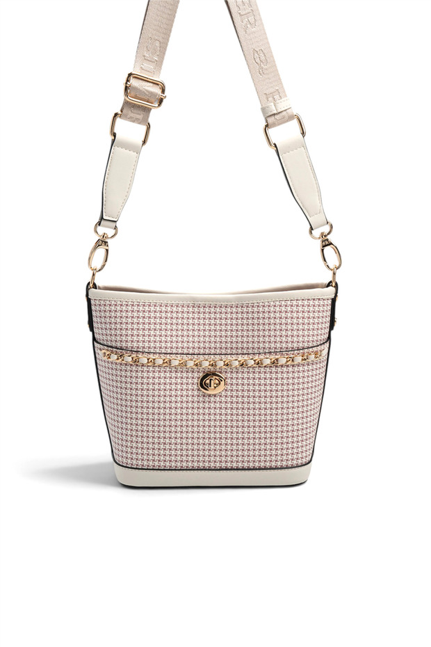 Burgundy - Bone Crow's Feet Plaid Women's Shoulder Bag Sp1284