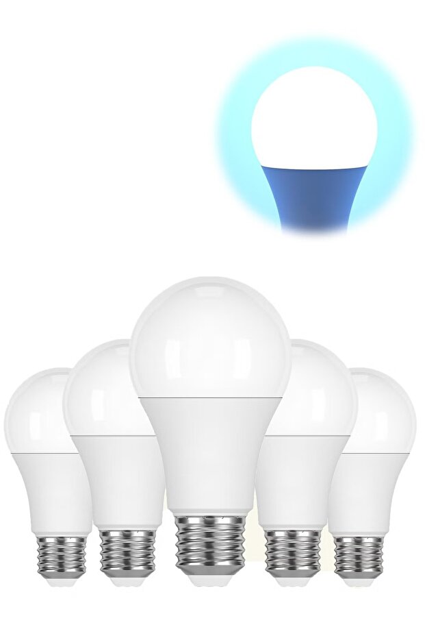 5 عبوات من مصابيح LED E27 بقوة 12 واط و6500 كلفن باللون الأبيض البارد - إضاءة ساطعة موفرة للطاقة
