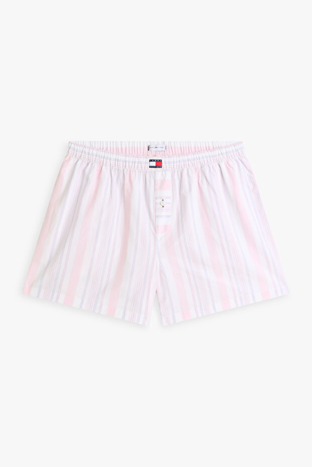 Women's Pink Poplin Striped Shorts