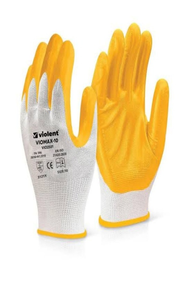 Violent Vıomax-10 Yellow Work Gloves - 10 Pairs