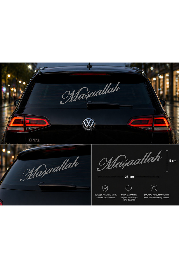 Mashaallah Car Sticker 25X5 cm Auto Windshield Lettering Vinyl Decor Car Motor Laptop Sticker