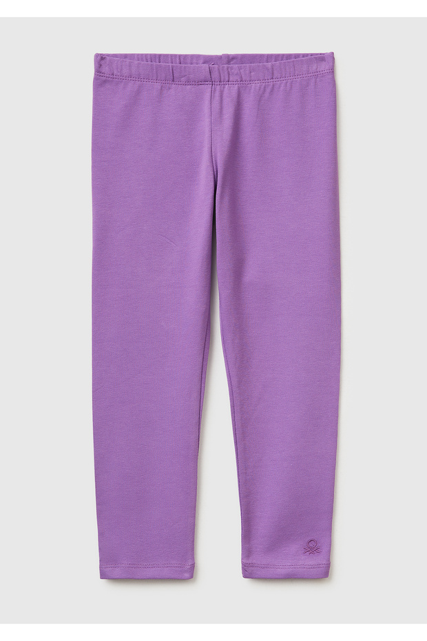 Girl's purple logo long leggings
