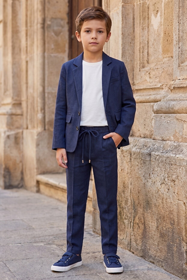 Navy Blue T-Shirt and Jacket Boys' Set - Kane