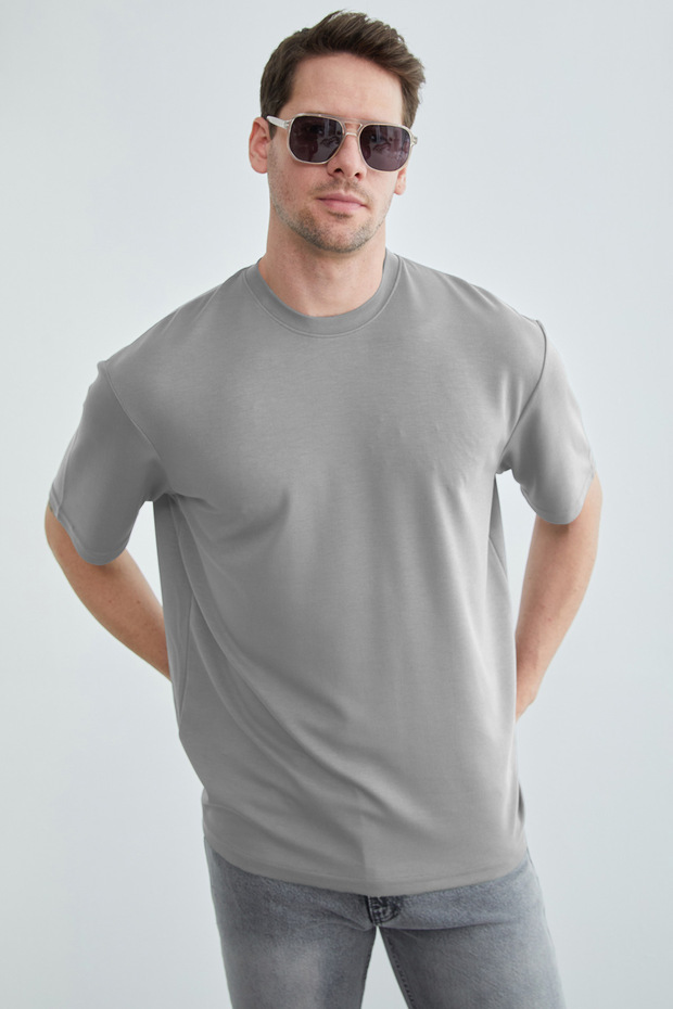 basic guler rotund Tricou modal - 1