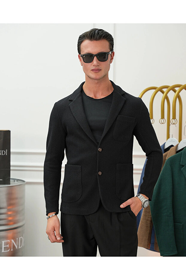 Honeycomb Knitted Pocket Jacket - 7