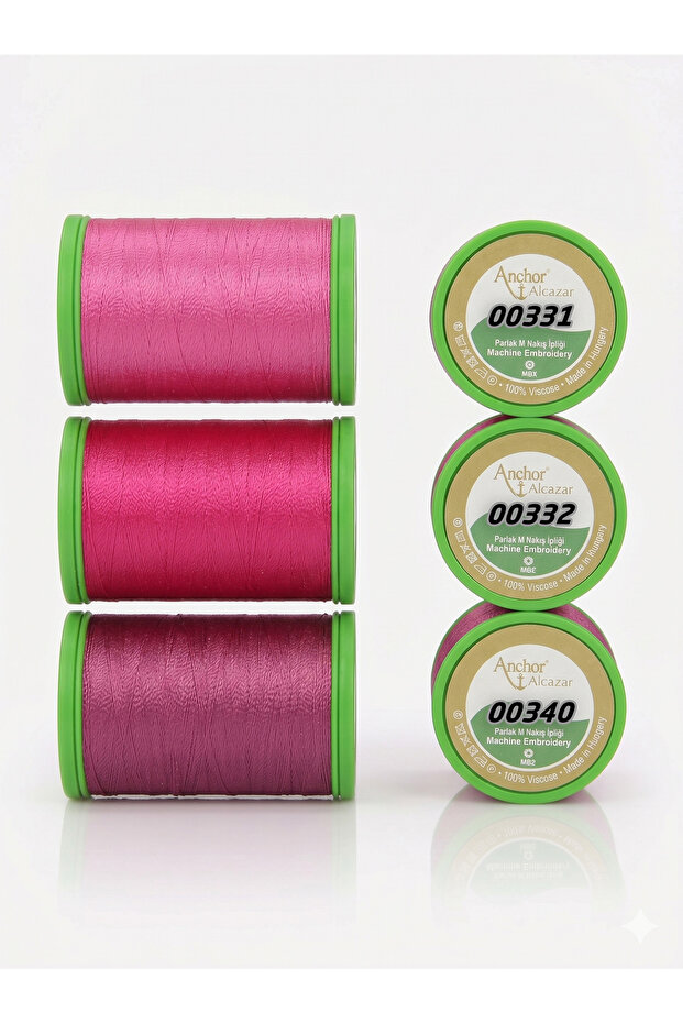 Alcazar Shiny Machine Embroidery Thread Piko Yarn 3 Different Colors 10 Gr. 370 Meters