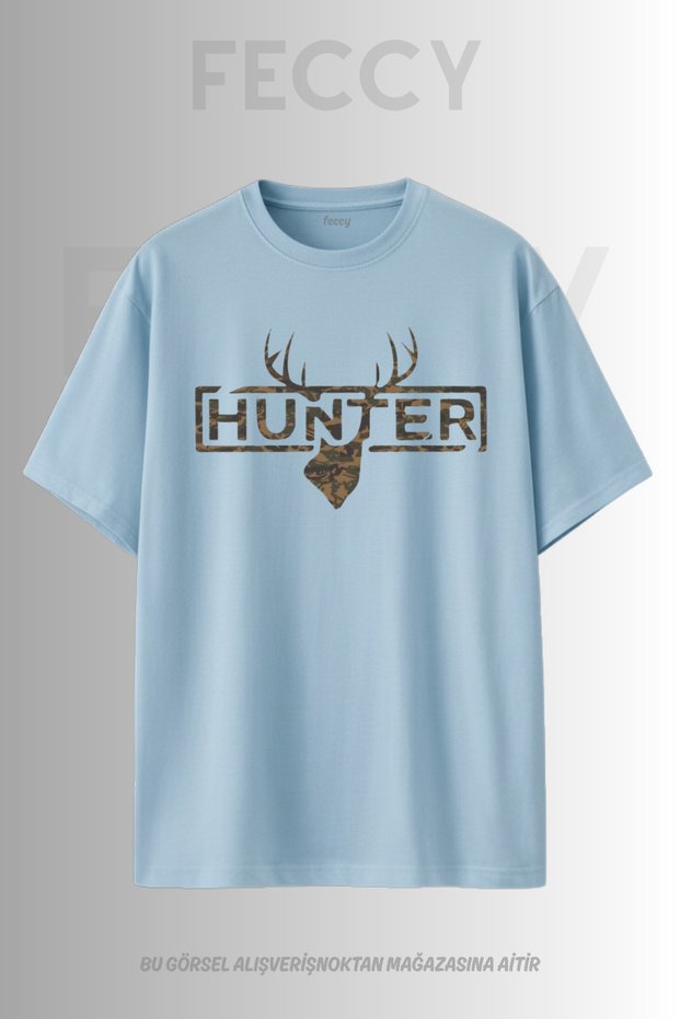 Premium Hunter Printed Hunter Theme Unisex Oversize Women's T-Shirt Men's T-Shirt Cotton Oversize T-Shirt