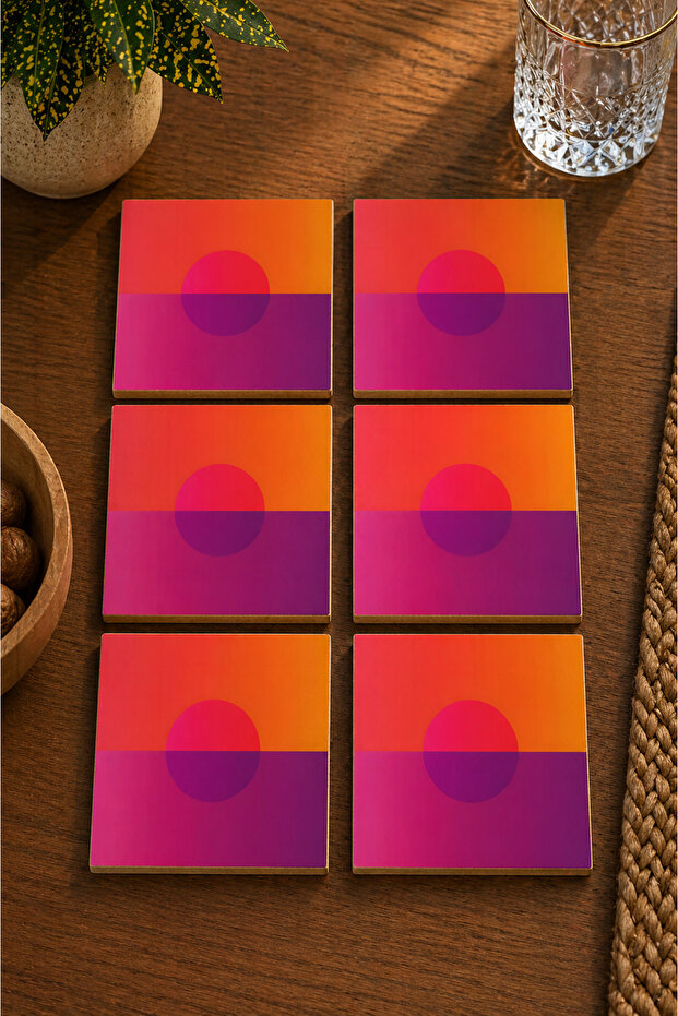 Abstract Design Set of 6 Coasters - Uv Printing Mdf - 10X10 cm