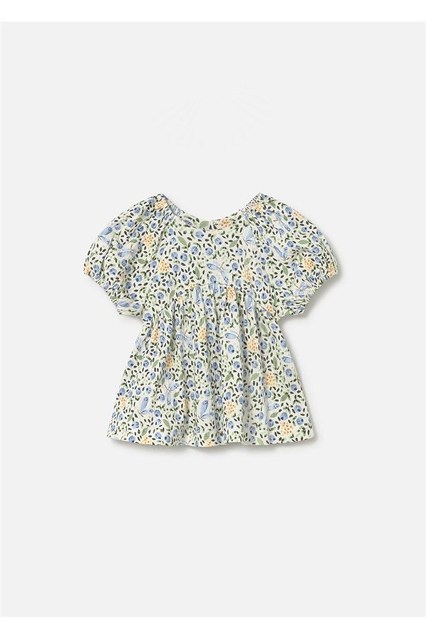 Baby Girl Patterned Short Sleeve Blouse Colorful 1105