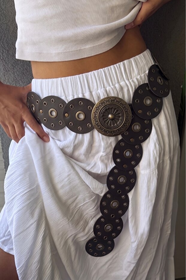 Women's Bohemian Belt with Medallion Buckle