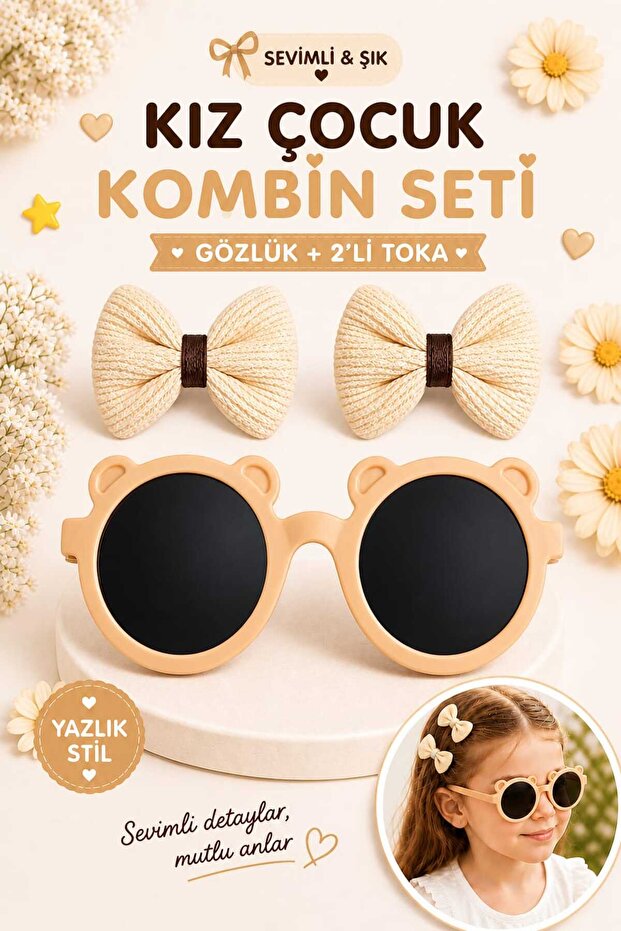 Girl's Combination Set: Glasses + 2-Piece Buckle – Lightweight, Stylish, and Summer-Ready Style