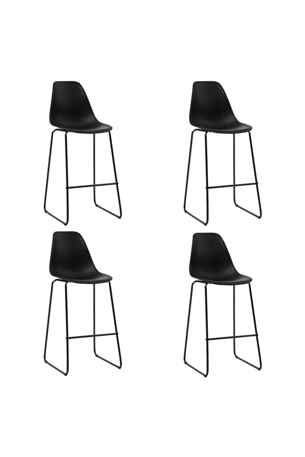 Bar stools, 4 pcs, black, plastic