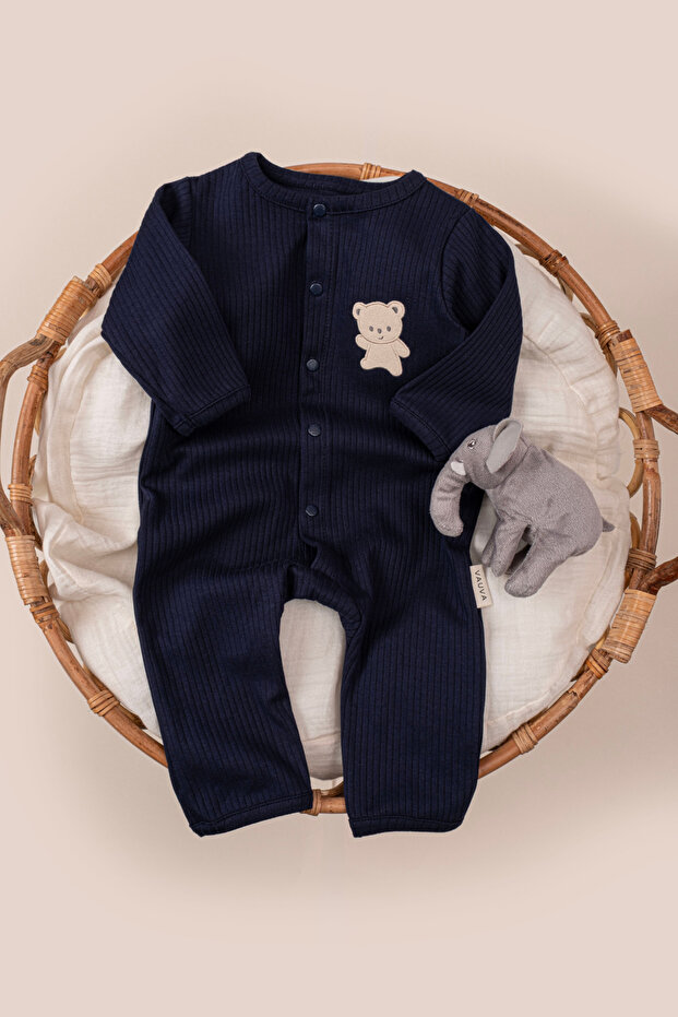 Baby Rompers 100% Cotton Ribbed with Snap Fasteners and Embroidery 3-24 Months