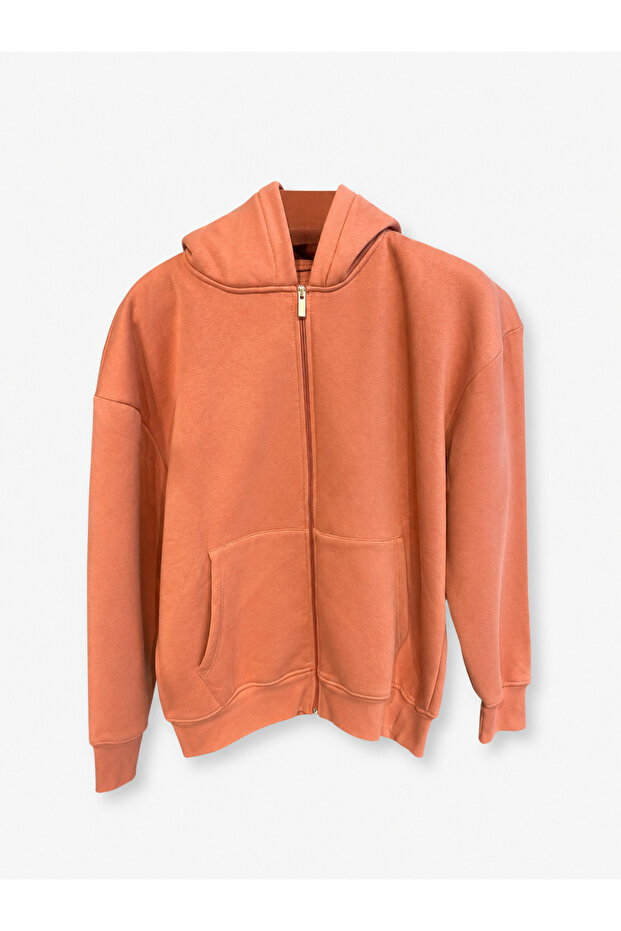Unisex Zippered Hooded Oversized Sweatshirt
