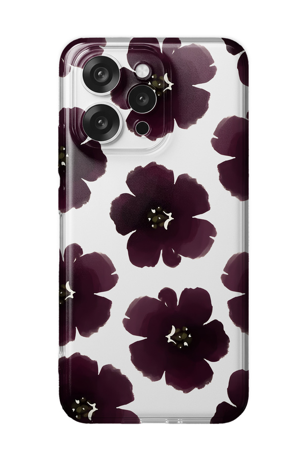 Oppo Reno 15 / 15F Compatible Purple Flower Pattern Transparent Phone Case