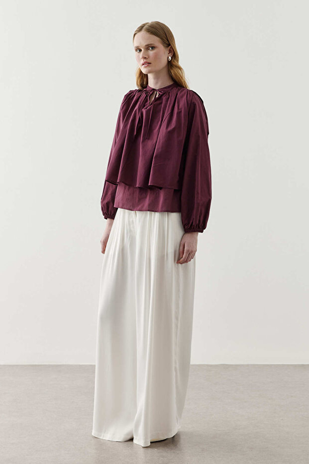 Double Layer Cotton Shirt Plum