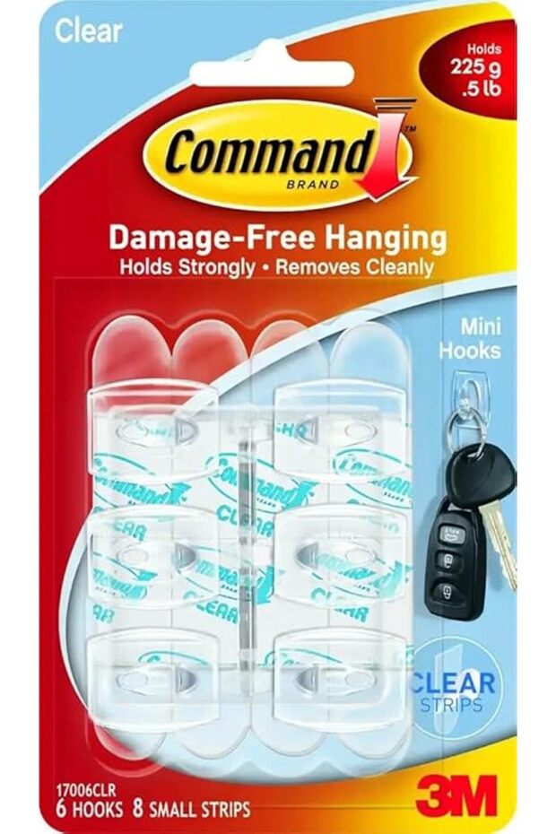 Strips Small Clear Hooks 17006CLR - 6 Pieces - 1