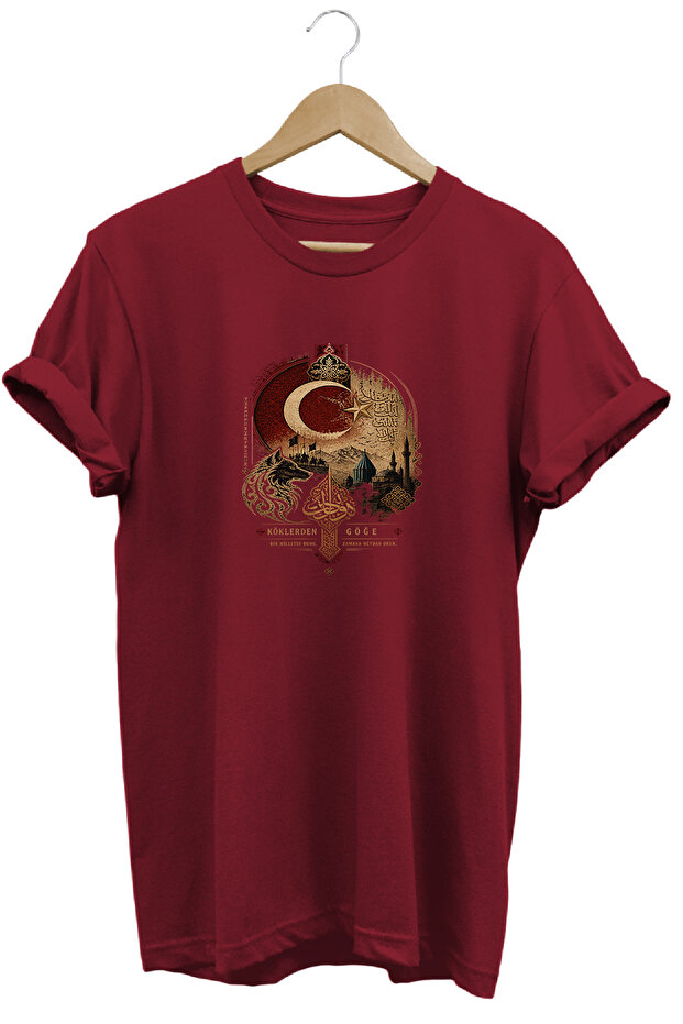 Bozkurt and Moon Star Printed Special Design T-Shirt with Historical Motifs