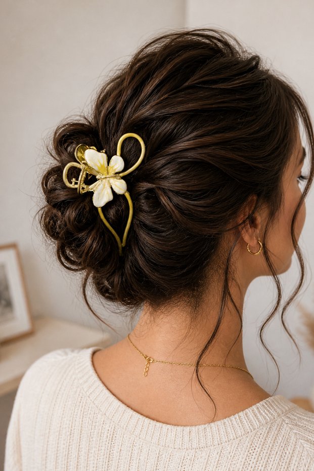 Gold Yellow Butterfly Detail Metal Design Clasp Buckle (10cm)