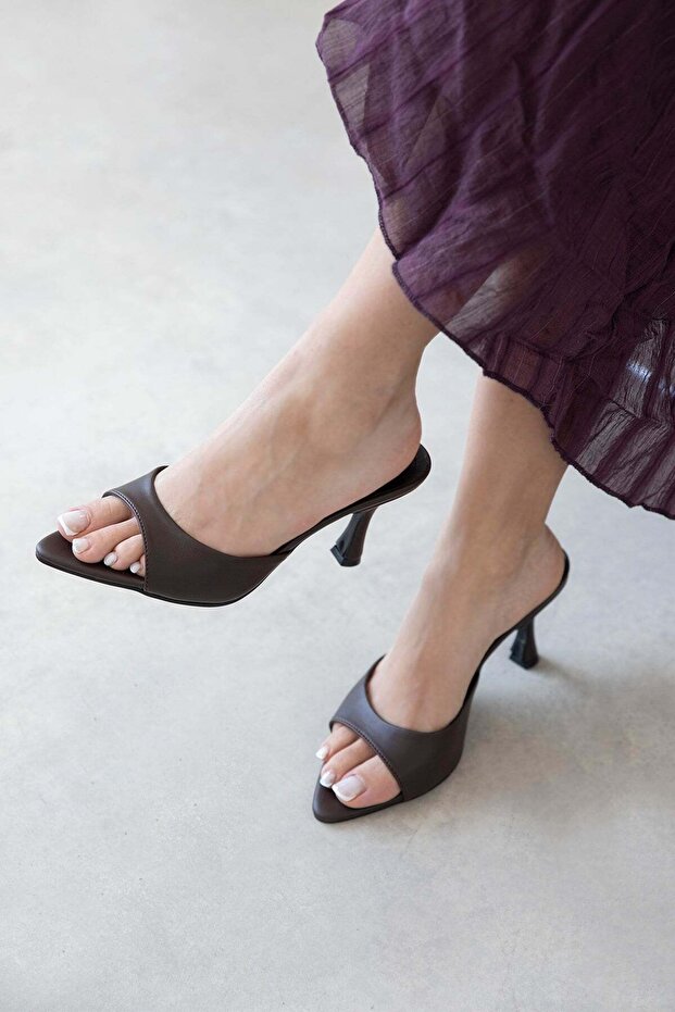 Franco Women's Heeled Leather Sandals Brown