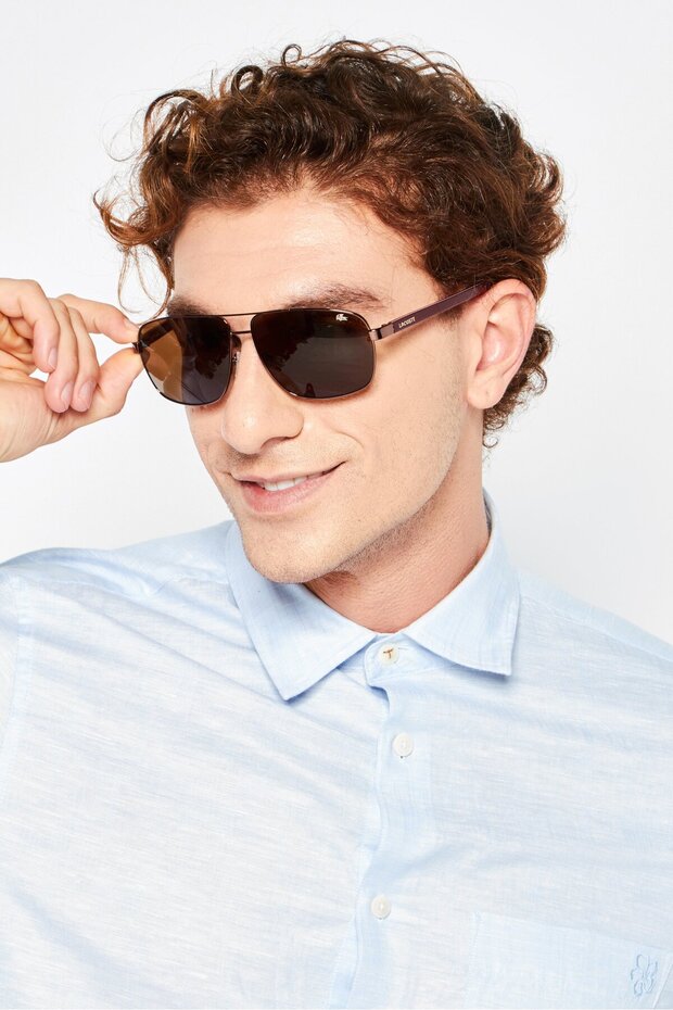 Men L162S Rectangular Sunglasses, Brown - 4