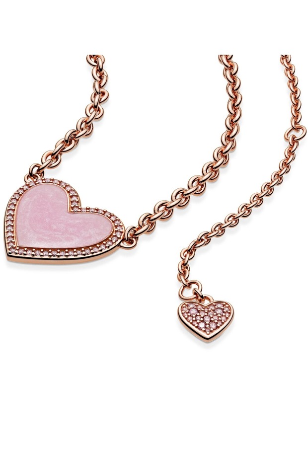 Pink Swirl Heart Necklace for Women, Elegant Fashion Pendant Jewelry with Adjustable Chain