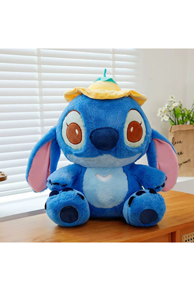 Stitch Plush Toy with Hat 35cm – Cute Blue Cartoon Stuffed Doll for Kids