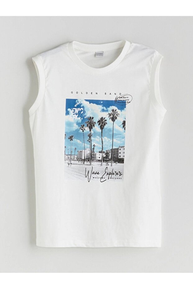 Boy's Ecru Crew Neck Undershirt