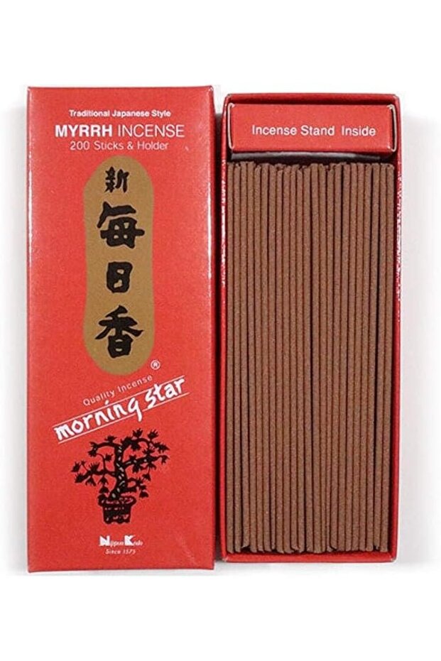 Morning Star Japanese Incense Sticks 200 Sticks & Holder (Myrrh)