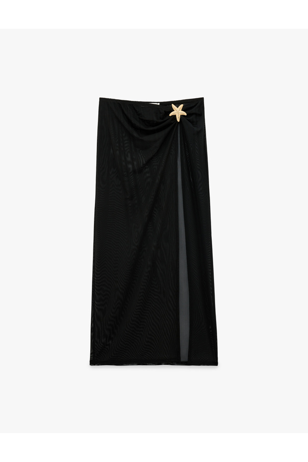Sea Star Accessory Detailed Slit Tulle Pareo Skirt