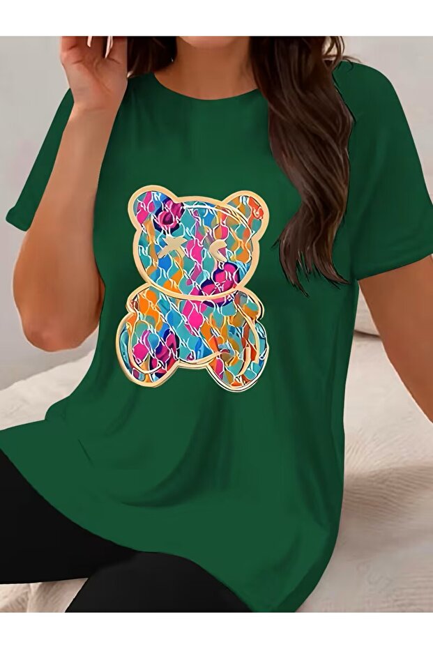 Printed Oversized Unisex Women's Crewneck T-Shirt