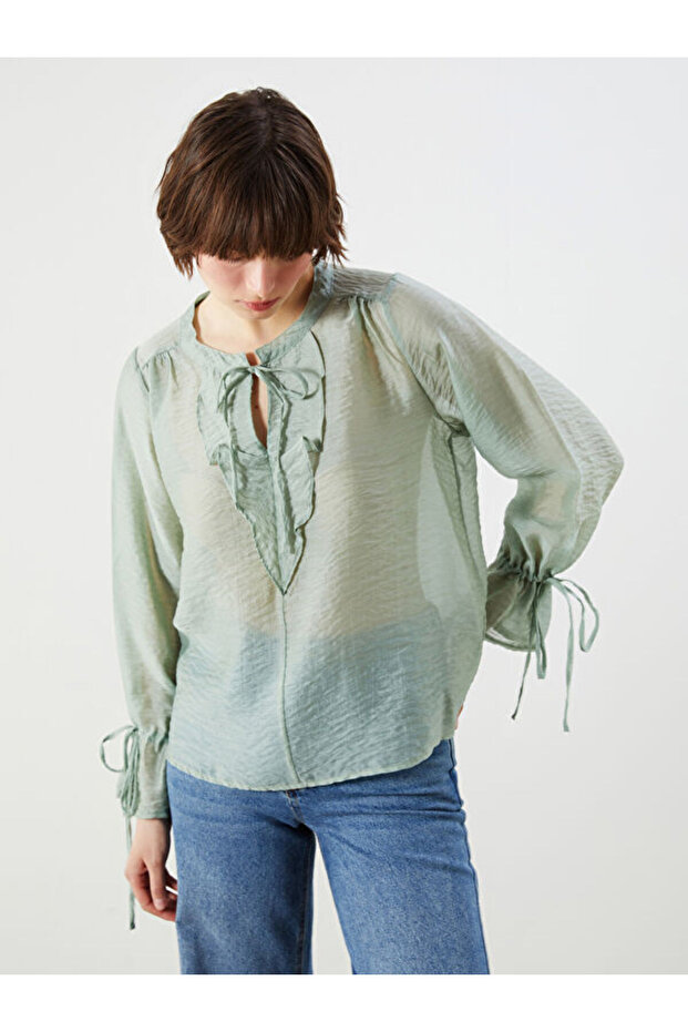 Tie-Up Collar Women's Blouse