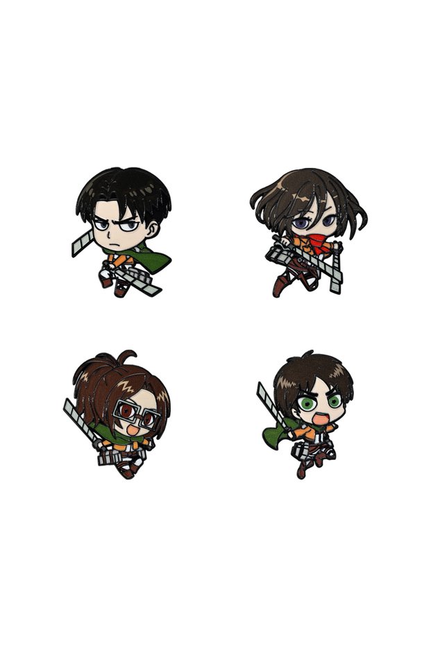 4pcs Brooch 4pcs Survey Corps Enamel Pin Set Cartoon Character Lapel Pins Hange Zoe Levi Ackerman Br