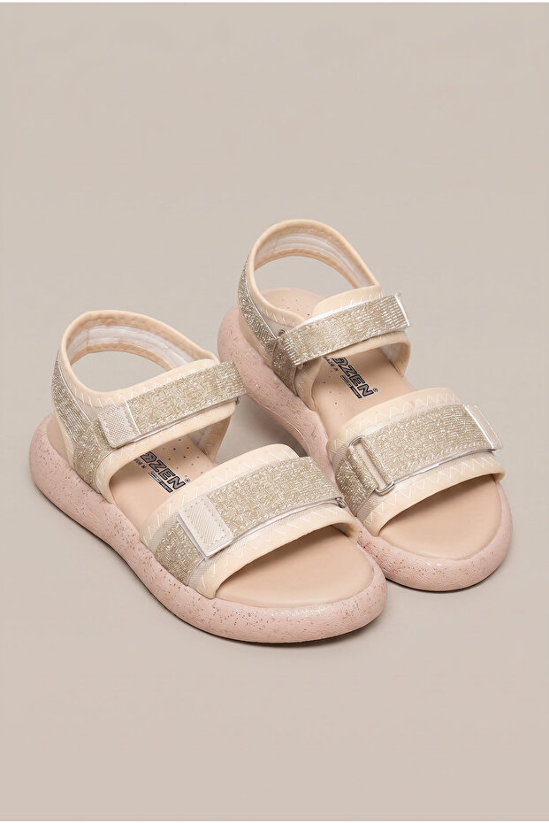 Children's Unisex Glittery Double Velcro Glittery Sandals