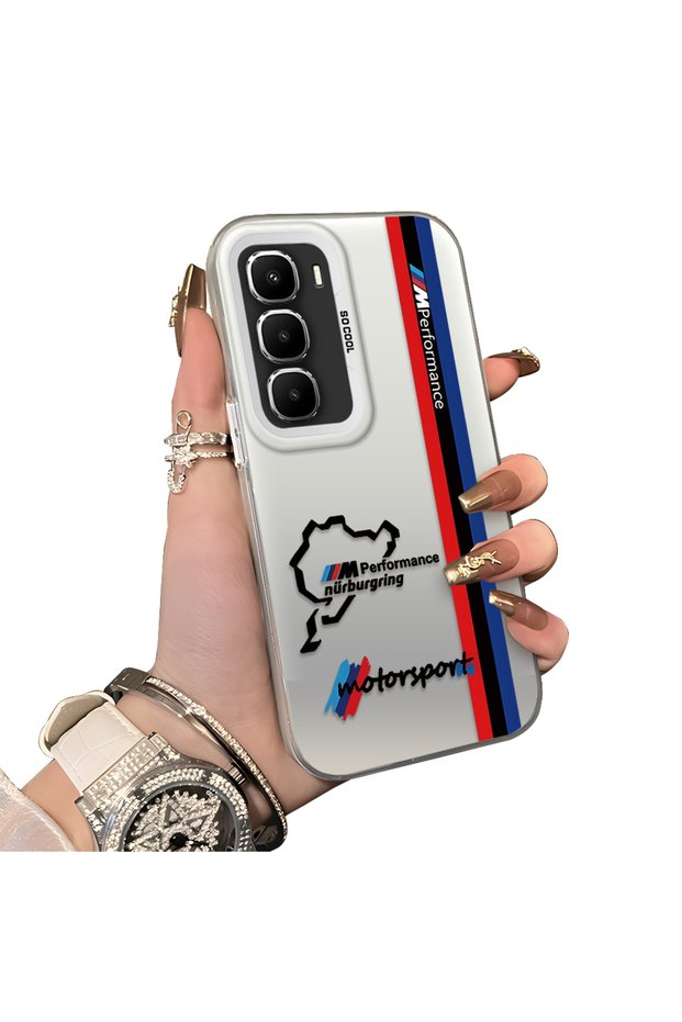 Infinix Hot 60 5g Compatible Silicone Edge Hard Back Anti-Fall Phone Case Bmw Patterned