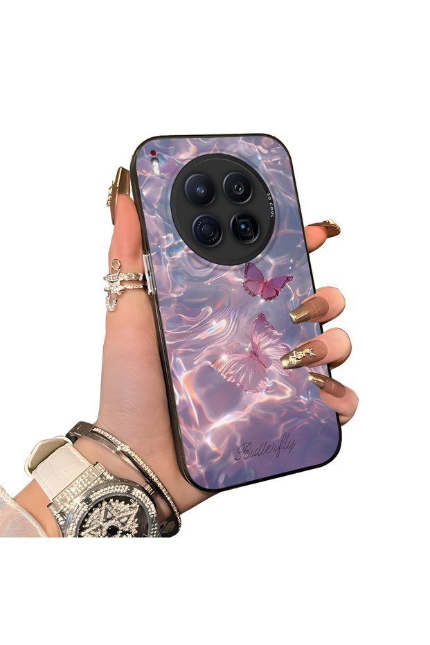 Tecno Camon 40 Premier 5g Compatible Silicone Edge Hard Back Anti-Fall Phone Case Butterfly Pattern